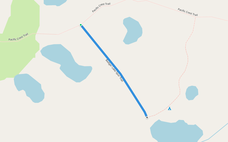Badger Lake Spur Trail walking route map in Lee Vining