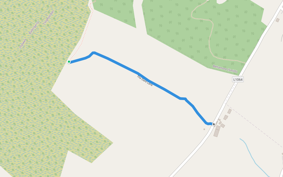 The Dark Lane walking route map in Crosslea