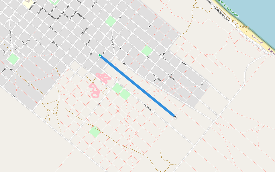 Kennedy walking route map in Bahia San Blas