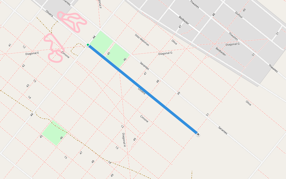 Olivera walking route map in Bahía San Blas