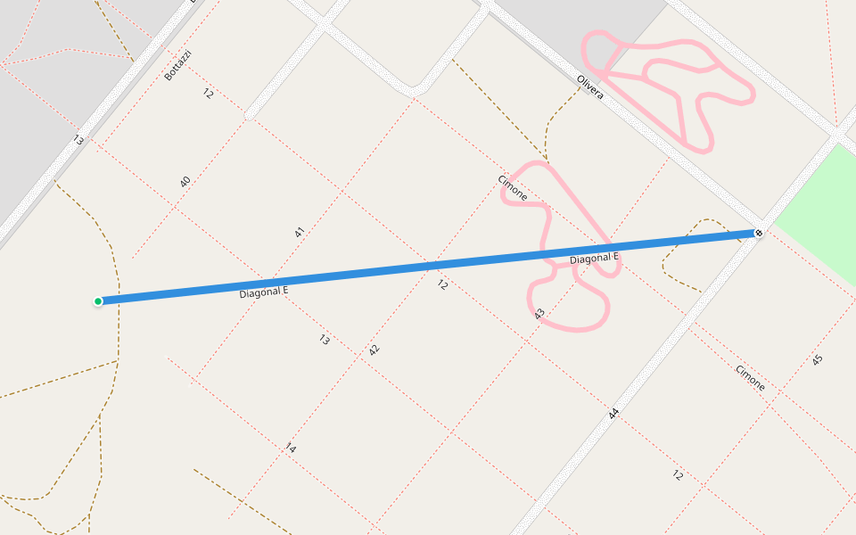 Diagonal E walking route map in Bahía San Blas