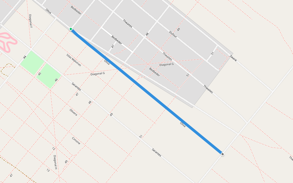 Oliva walking route map in Bahía San Blas