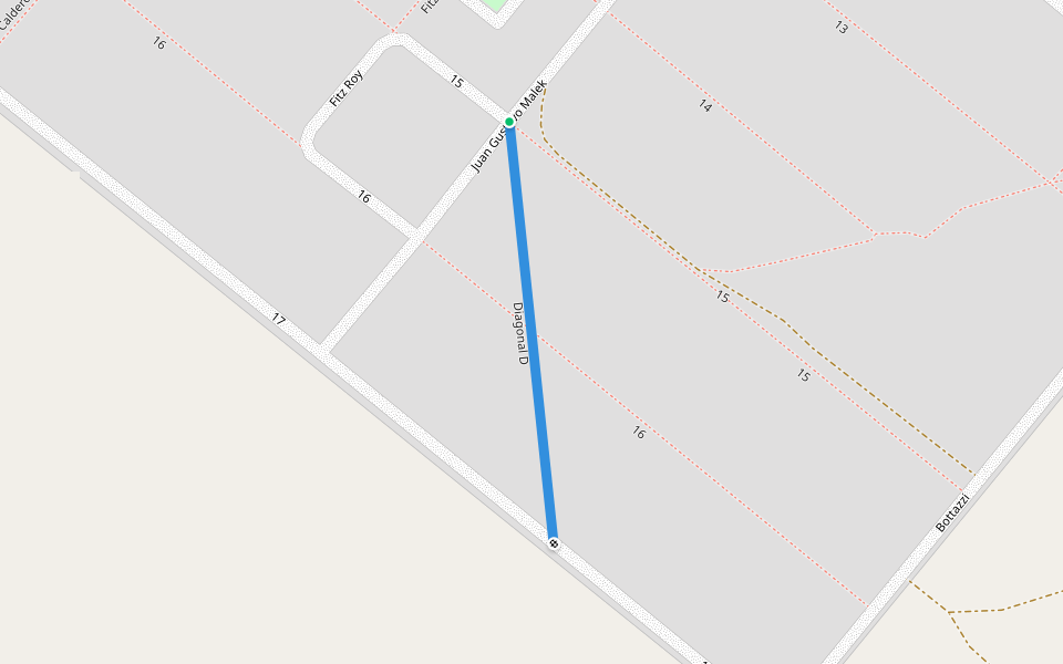 Diagonal D walking route map in Bahía San Blas