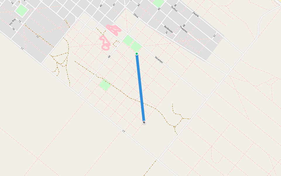 Diagonal H walking route map in Bahía San Blas
