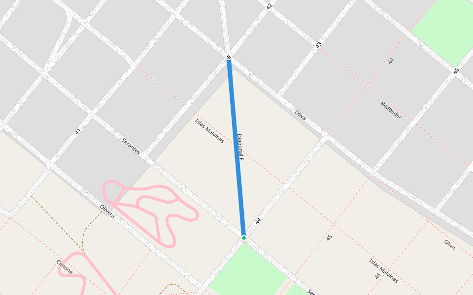 Diagonal F walking route map in Bahía San Blas