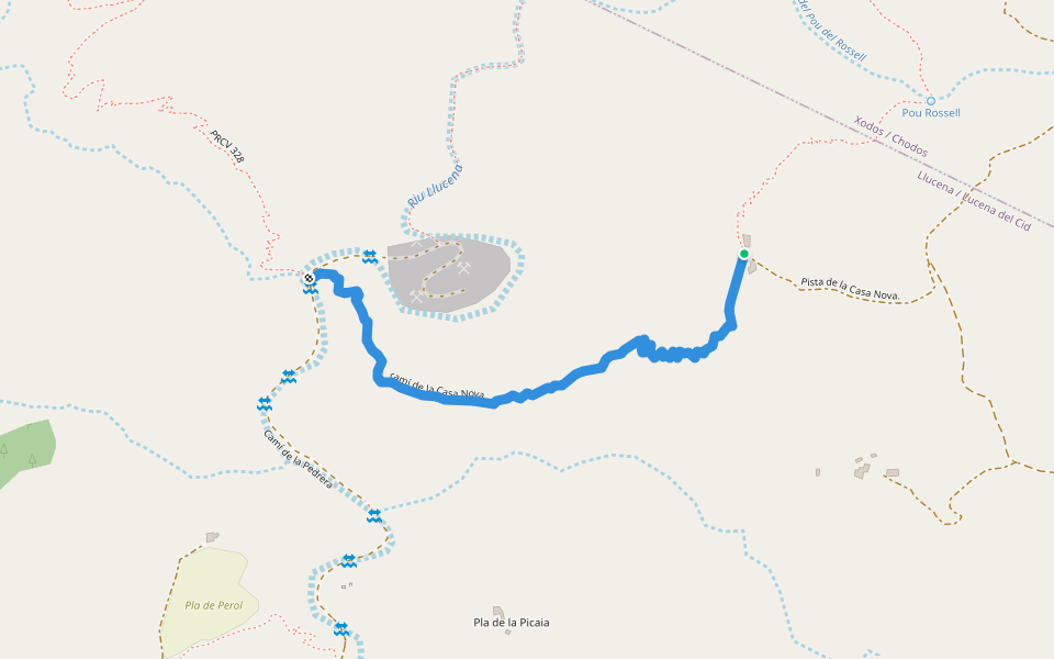 camí de la Casa Nova walking route map in Xodos