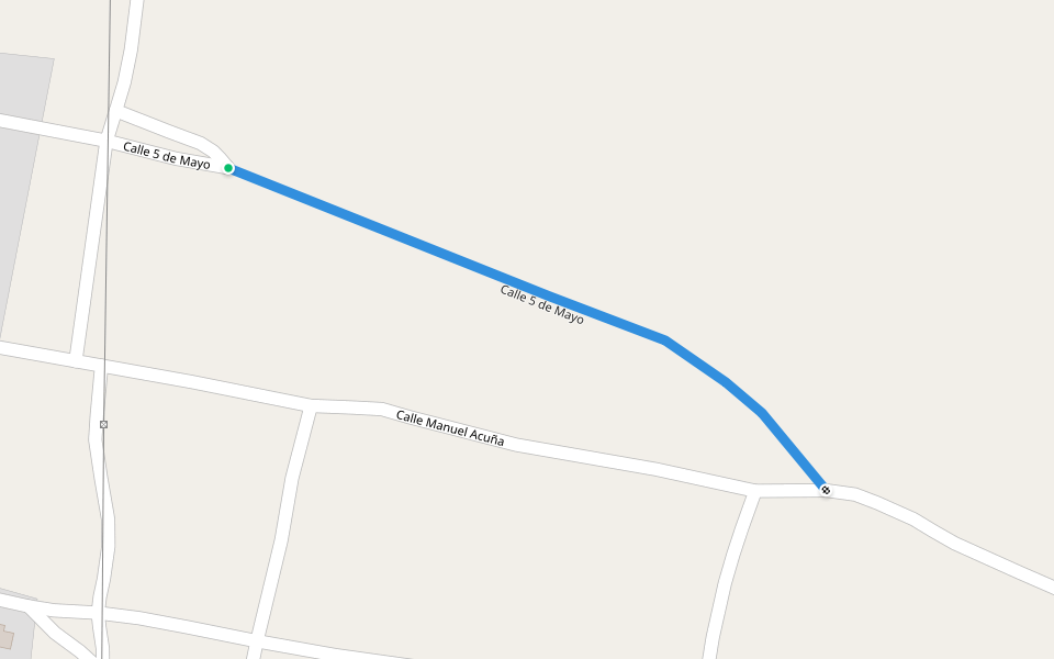 Calle 5 de Mayo walking route map in Primero de Mayo