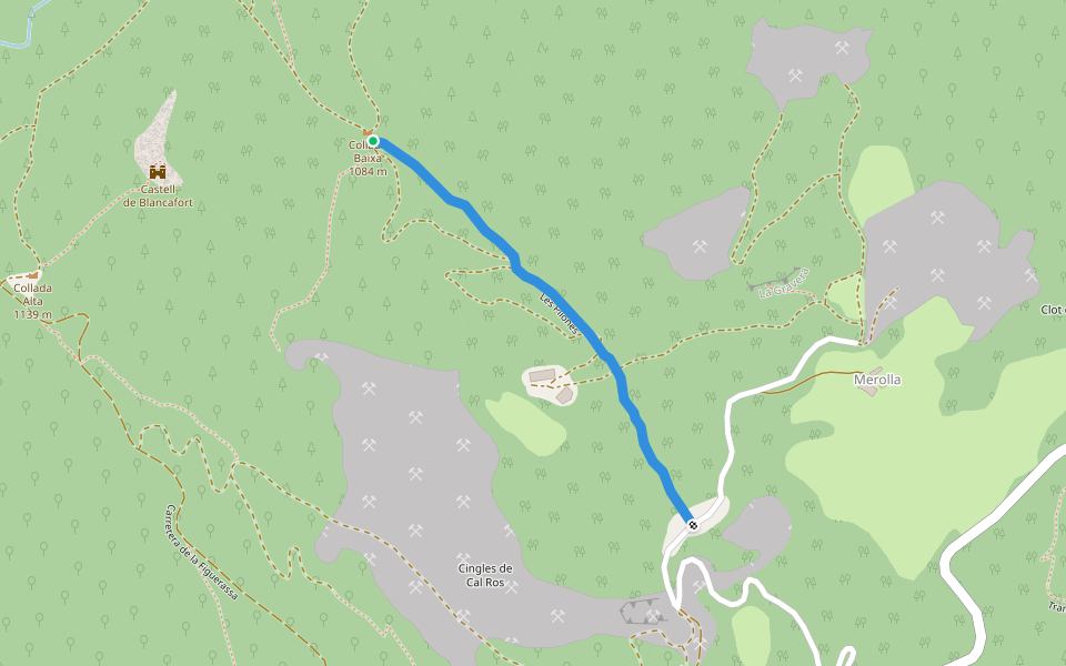 Les Pilones walking route map in Cercs