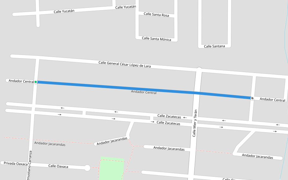 Andador Central walking route map in Ciudad Victoria