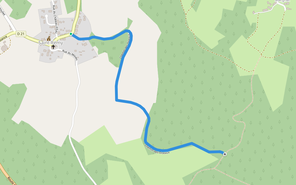 Chemin des Oiseaux walking route map in Saint-Remy