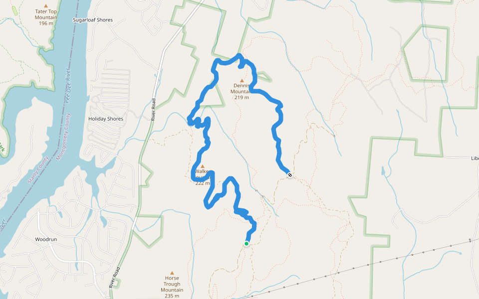 Keyauwee Trail walking route map in Mount Gilead