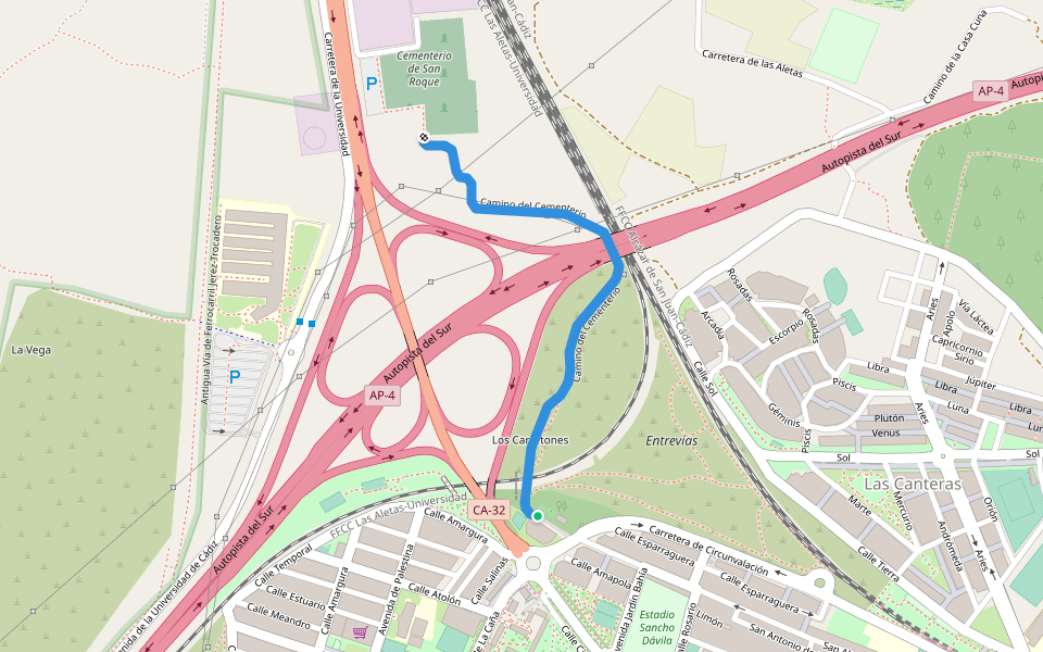 Camino del Cementerio walking route map in El Pinar
