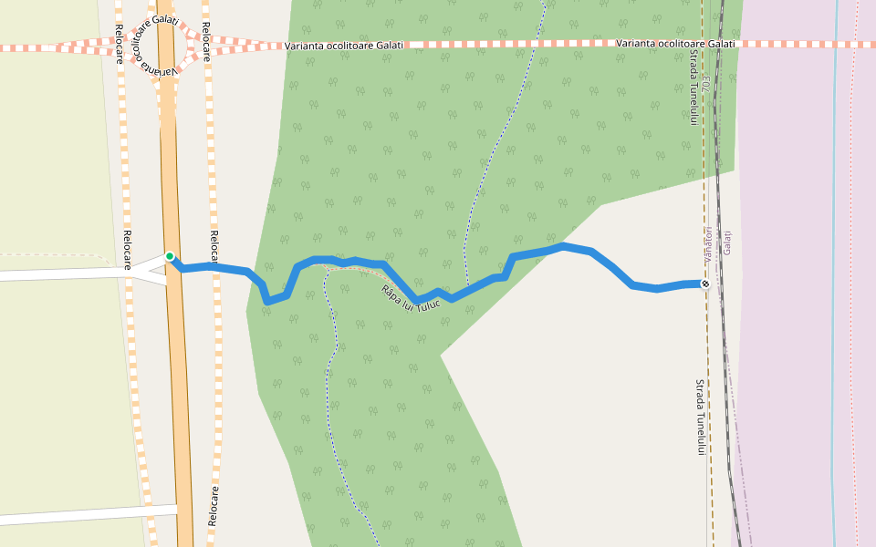 Râpa lui Tuluc walking route map in Galați