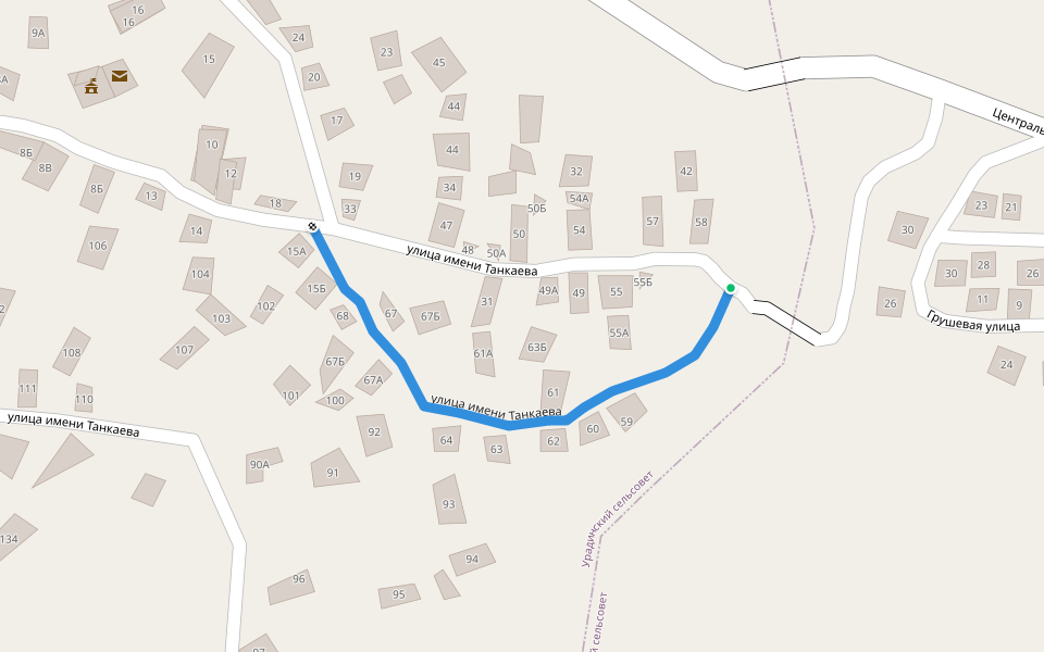 улица имени Танкаева walking route map in Urada