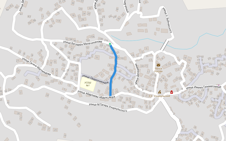 Советская улица walking route map in Untsukul'