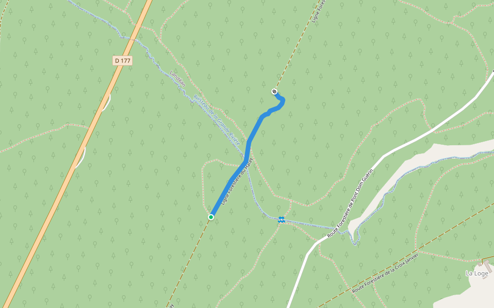 Ligne Forestière du Halay walking route map in Laignelet