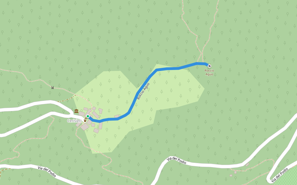 Roccio Agùo walking route map in Cerisieri