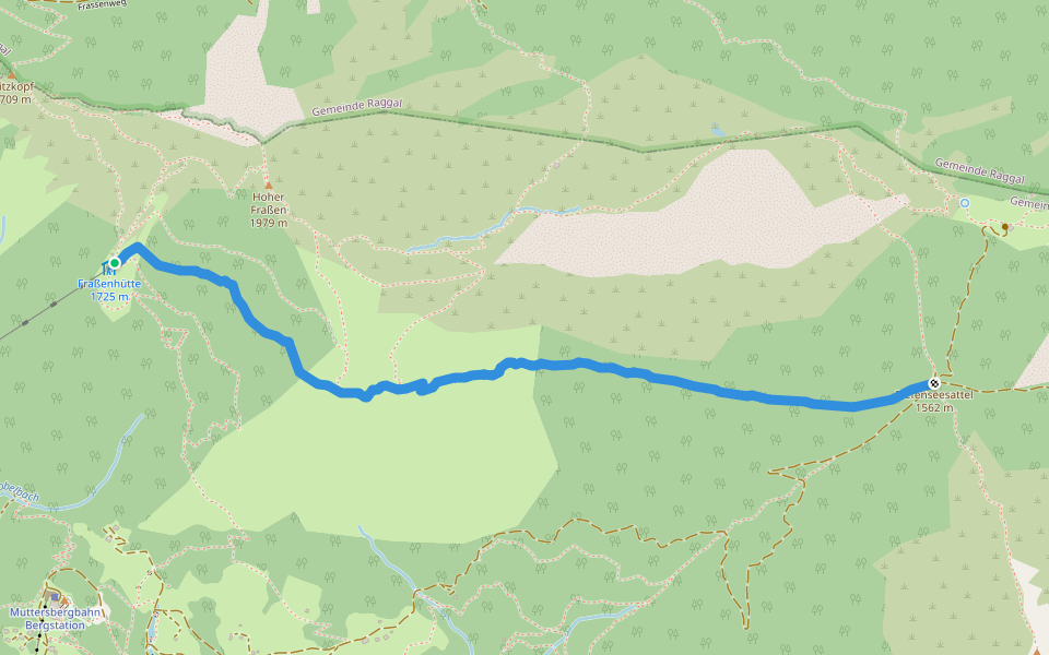 Rappenschrofenweg walking route map in Nüziders