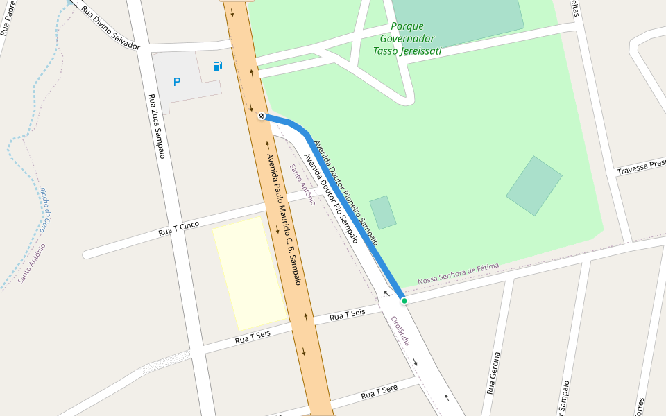 Avenida Doutor Pioneiro Sampaio walking route map in Barbalha