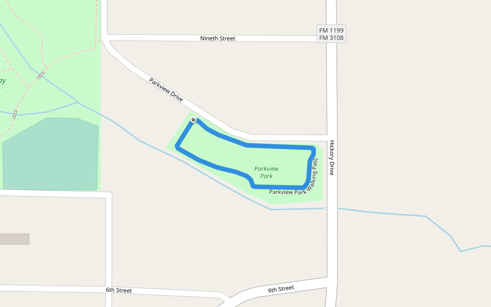 Parkview Park Walking Path walking route map in Lindsay