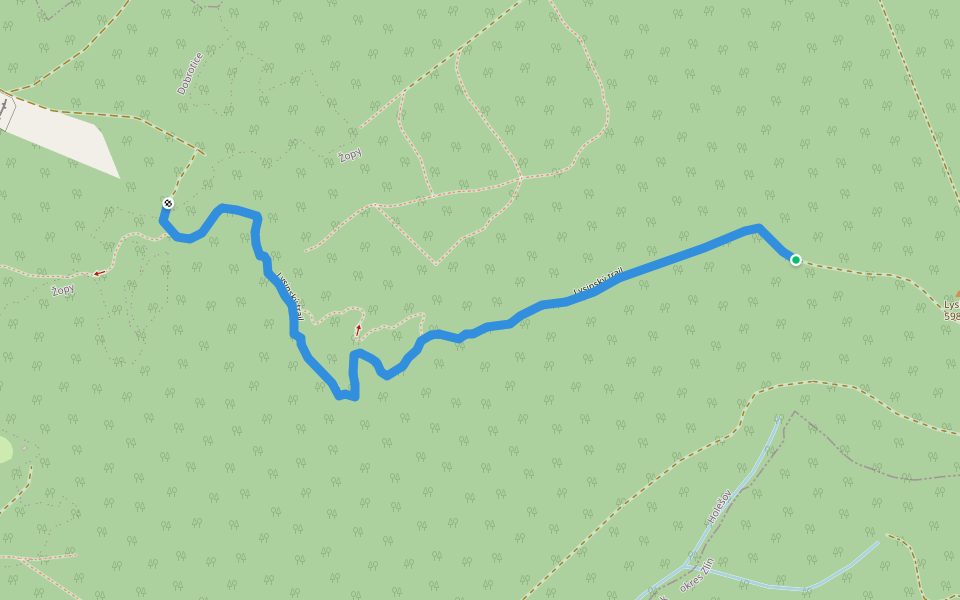 Lysinský trail walking route map in Holesov