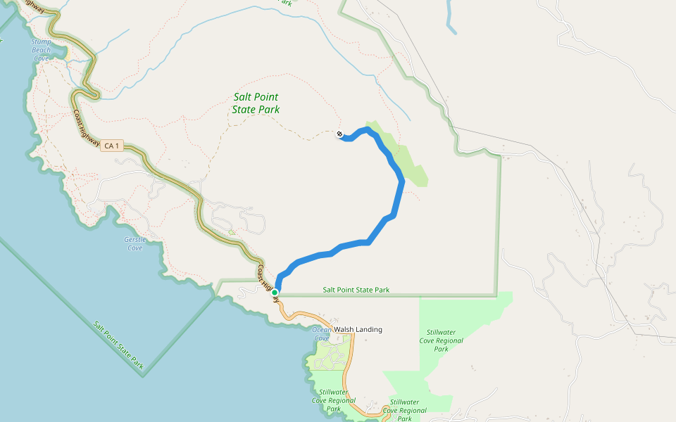 South Trail walking route map in Jenner