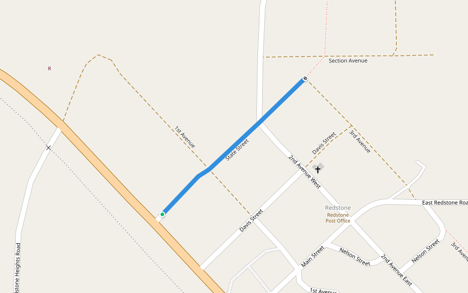 State Street walking route map in Redstone