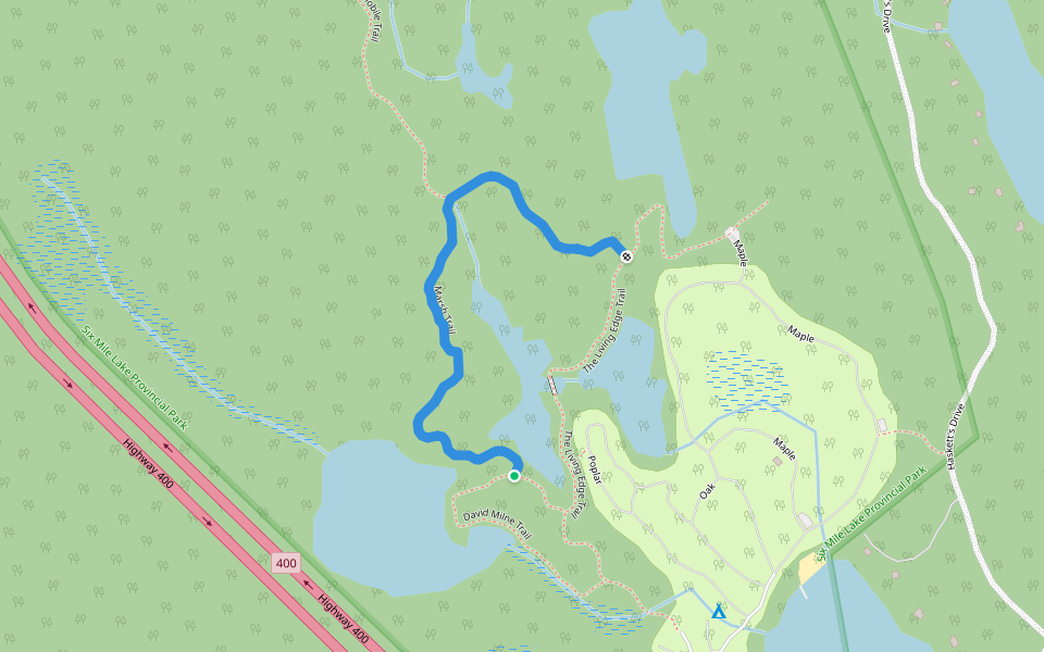 Marsh Trail walking route map in Honey Harbour