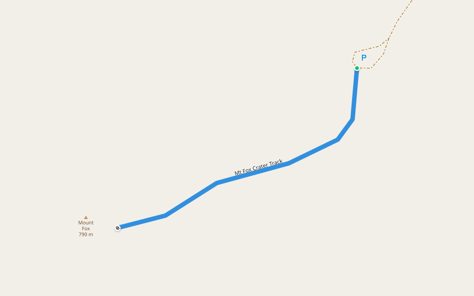 Mt Fox Crater Track walking route map in Mount Fox