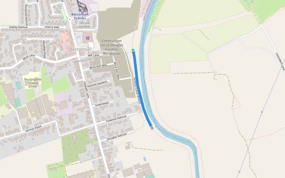 Tarleton Canal Branch walking route map in Tarleton