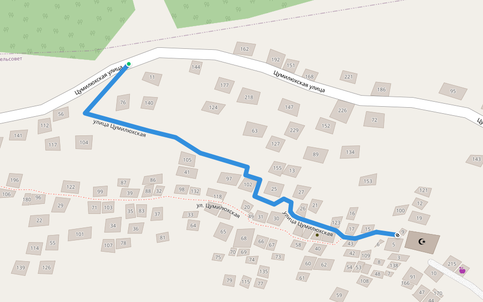 улица Цумилюхская walking route map in Tsumilukh