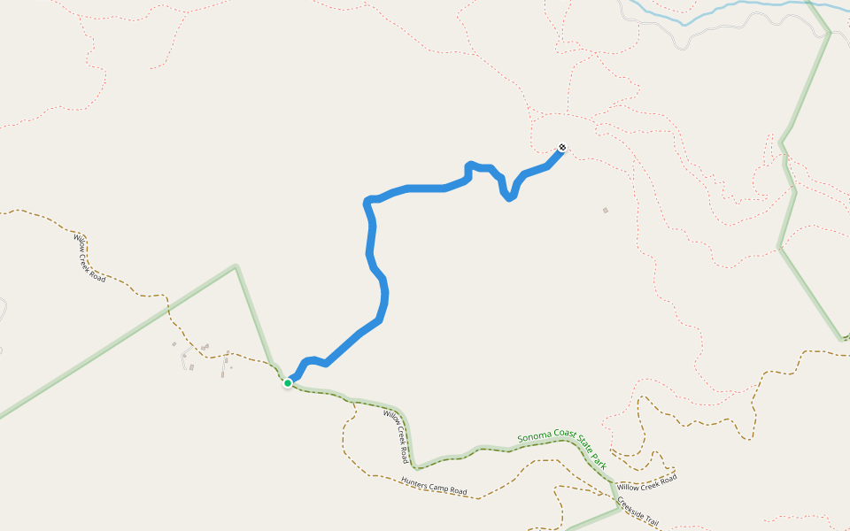 Lower Old Barn Trail walking route map in Occidental