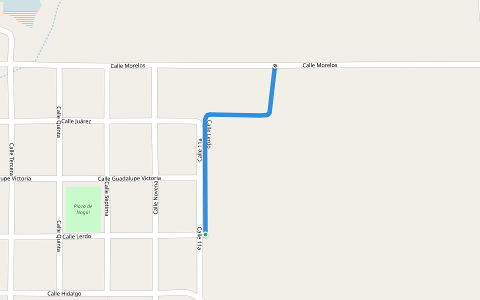 Calle Lerdo walking route map in Salvador Gómez y Gómez