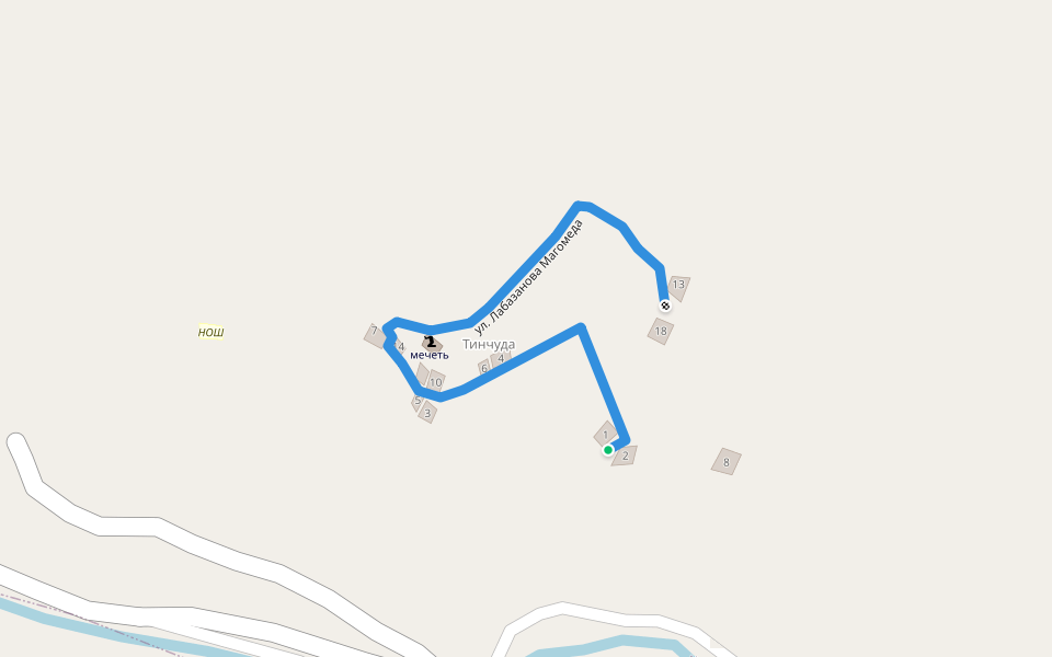 ул. Лабазанова Магомеда walking route map in Tinchuda