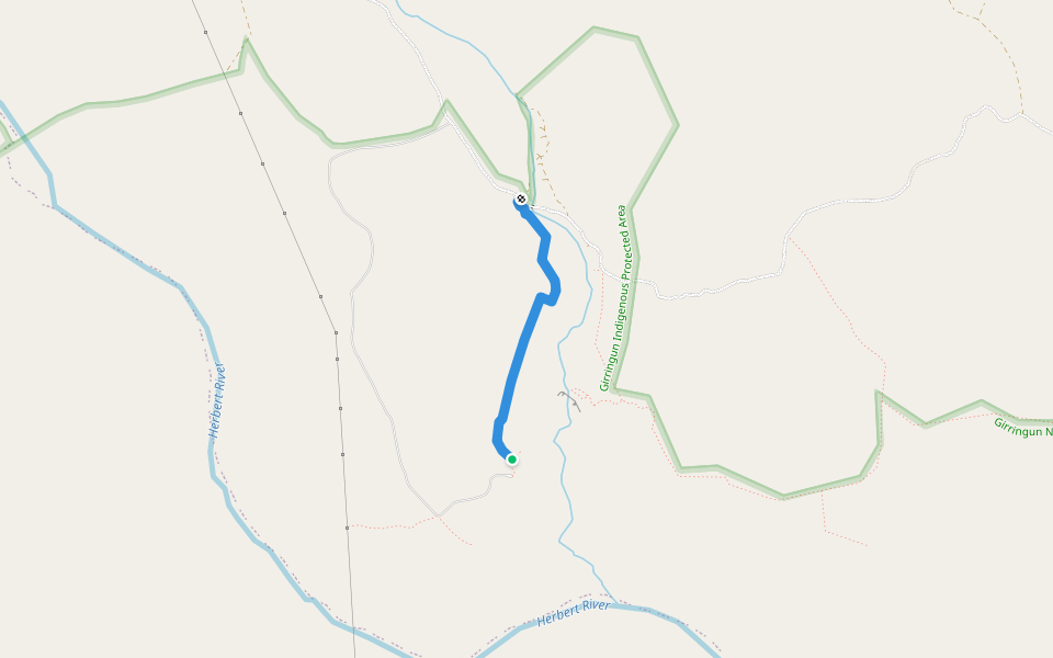Jabali Track walking route map in Kirrama
