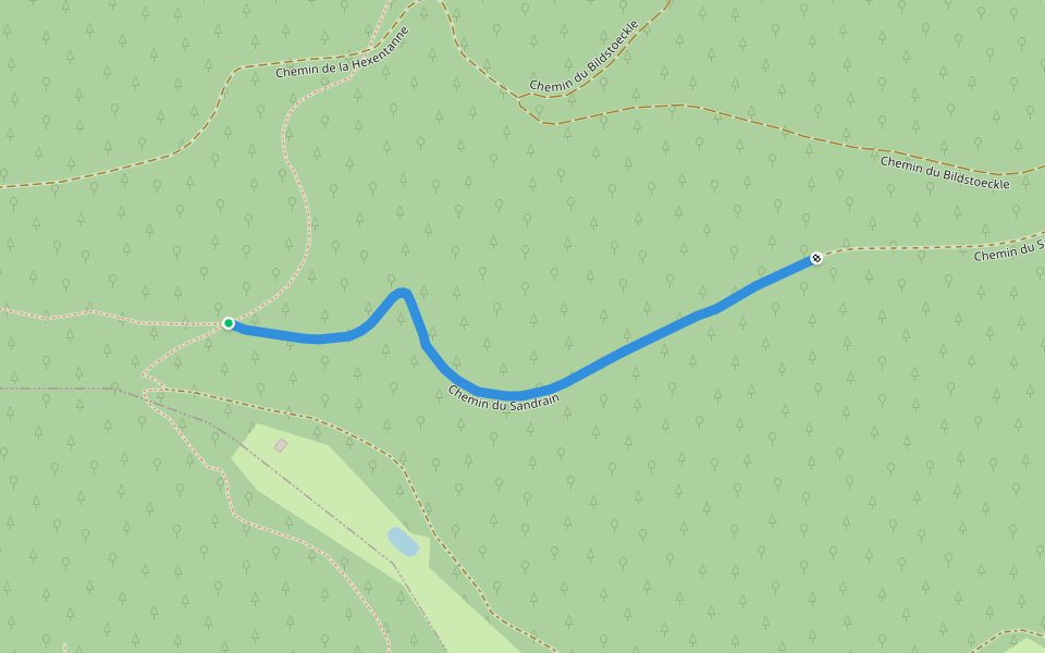Chemin du Sandrain walking route map in Gueberschwihr