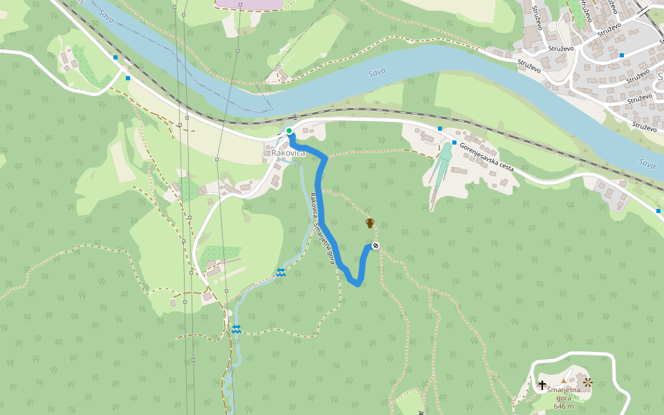Rakovica - Šmarjetna gora walking route map in Kranj