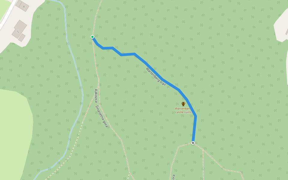 Wartenberg trail walking route map in Kranj