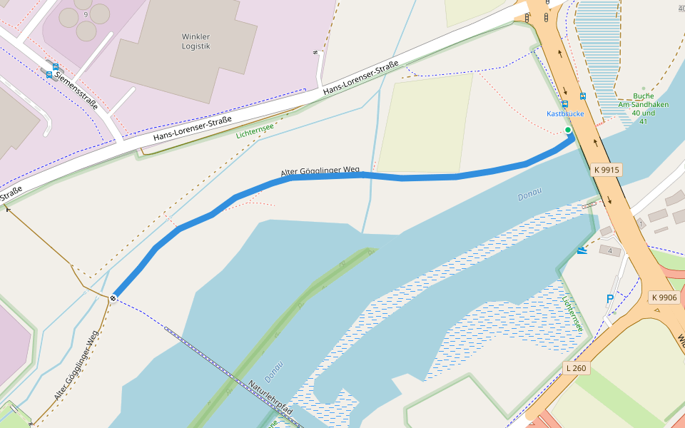 Alter Gögglinger Weg walking route map in Ulm