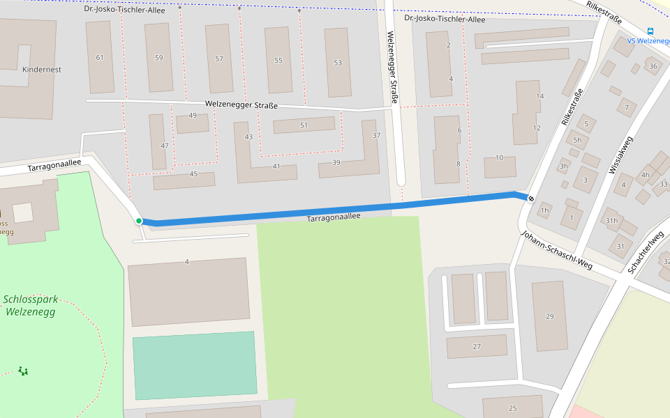 Tarragonaallee walking route map in Klagenfurt am Wörthersee