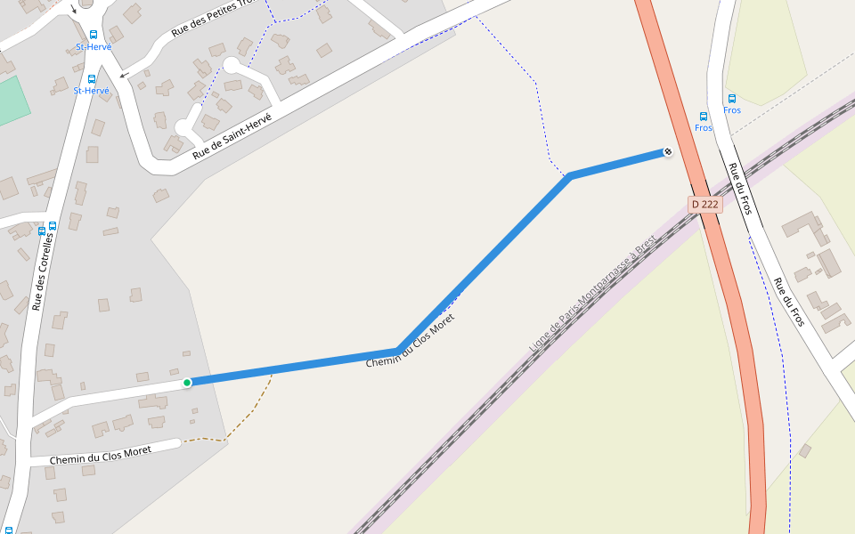 Chemin du Clos Moret walking route map in Ploufragan