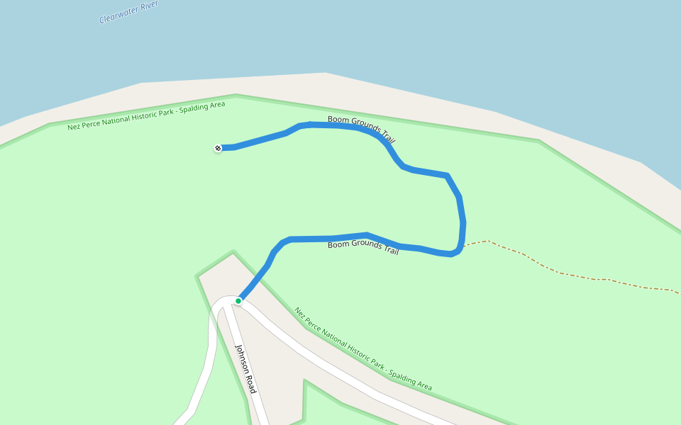 Boom Grounds Trail walking route map in Lapwai