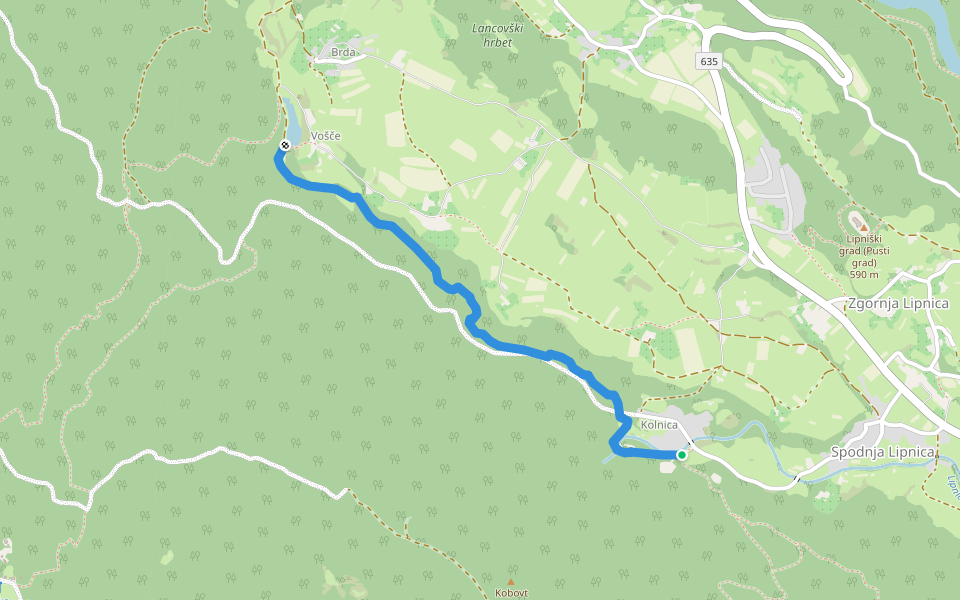 Pot ob Grabnarici walking route map in Spodnja Lipnica