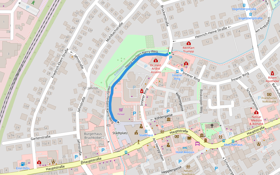 Heinz-Herbert-Karry-Weg walking route map in Bruchköbel