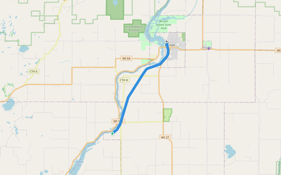 Old Abe State Trail walking route map in Jim Falls