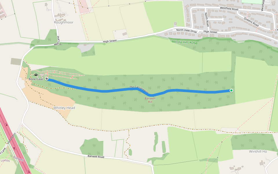 The Carriageway walking route map in Banwell