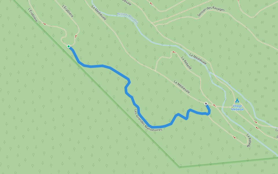 Les Grandes Manoeuvres walking route map in Saint-Philémon