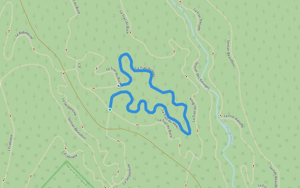 La Trail du Veau walking route map in Saint-Philémon
