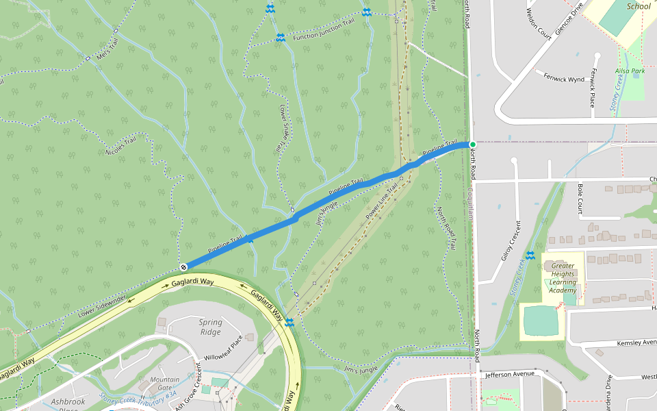 Pipeline Trail walking route map in Burnaby