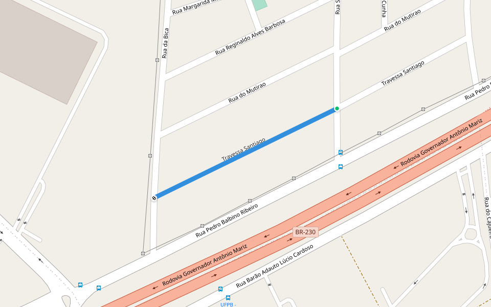 Travessa Santiago walking route map in Santa Rita